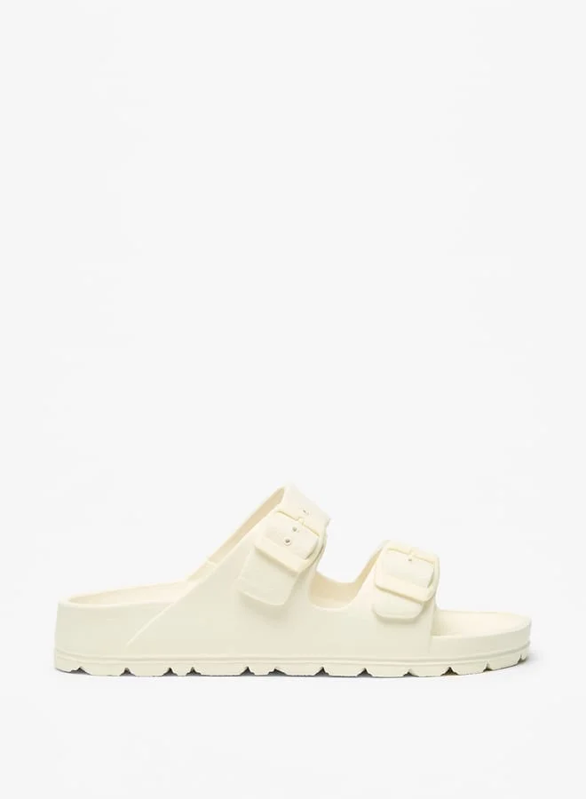 سيليست Womens Solid Slip-On Sandals with Buckle Detail