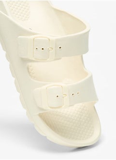 Celeste Womens Solid Slip-On Sandals with Buckle Detail  - Image 4
