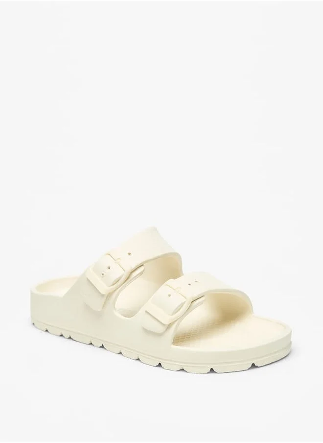 سيليست Womens Solid Slip-On Sandals with Buckle Detail