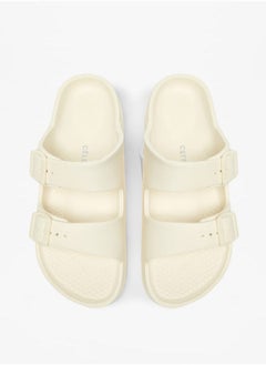 Celeste Womens Solid Slip-On Sandals with Buckle Detail  - Image 2