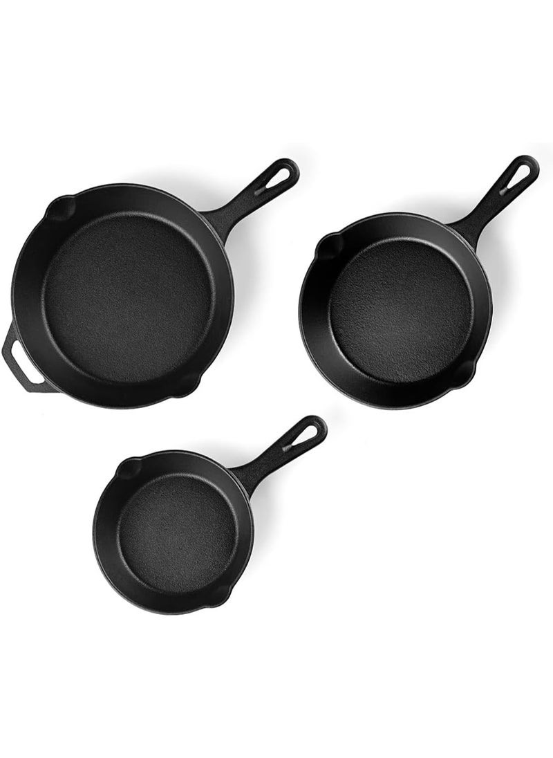 nutricook Essentials Cast Iron Cookware 3PC Set – Durable, Versatile, and Pre-Seasoned Cooking Pots and Pans for All Heat Sources, Ideal for Searing, Frying, Baking, and Roasting  - Image 1