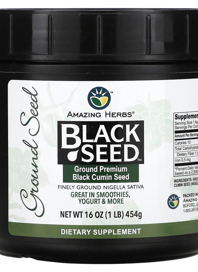 Amazing herbs - Black Seed Ground Premium Black Cumin Seed 1 lb (454 g) - Image 1