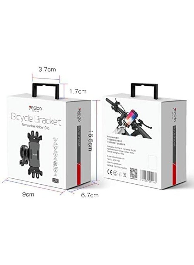 Yesido Bicycle Bracket C66 - Black | Universal Bike Phone Holder | 360° Rotation | Shockproof & Anti-Slip Mount | Handlebar Mobile Stand for Cycling & E-Scooters - Image 4