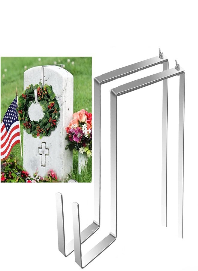 Mcvomv Wreath Stands for Cemetery Adjustable Wreath Hangers for Front Door Headstone Decorations for Cemetery Over The Door Hooks for Cemetery Halloween, Christmas 2 Pack - Image 1