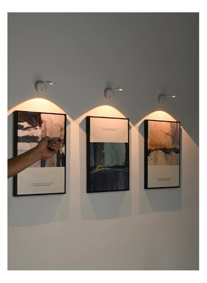 Art Painting Lights Have 3 Lighting Colors And Adjustable Brightness. Led Art Display Wall Key Lights Are Used For Frame Portraits, 360 ° Rotatable Smart Remote Control, Black - Image 1