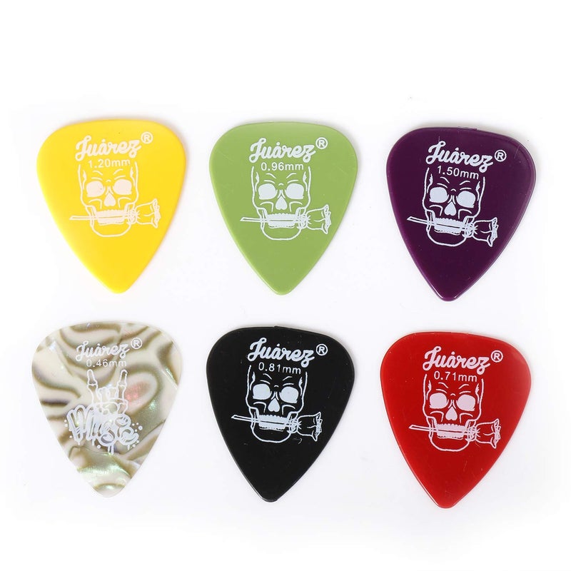 Juarez JAP60 Guitar Plectrums Pick Set of Various Thickness, 6 Pieces (Celluloid + ABS), Colours Random - Image 1