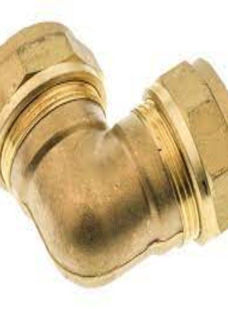 KNP KNP Elbow Coupler Adapter in Brass for compression fittings is a high-quality plumbing component designed to connect two pieces of pipe or tubing at a 90-degree angle.  - Image 2