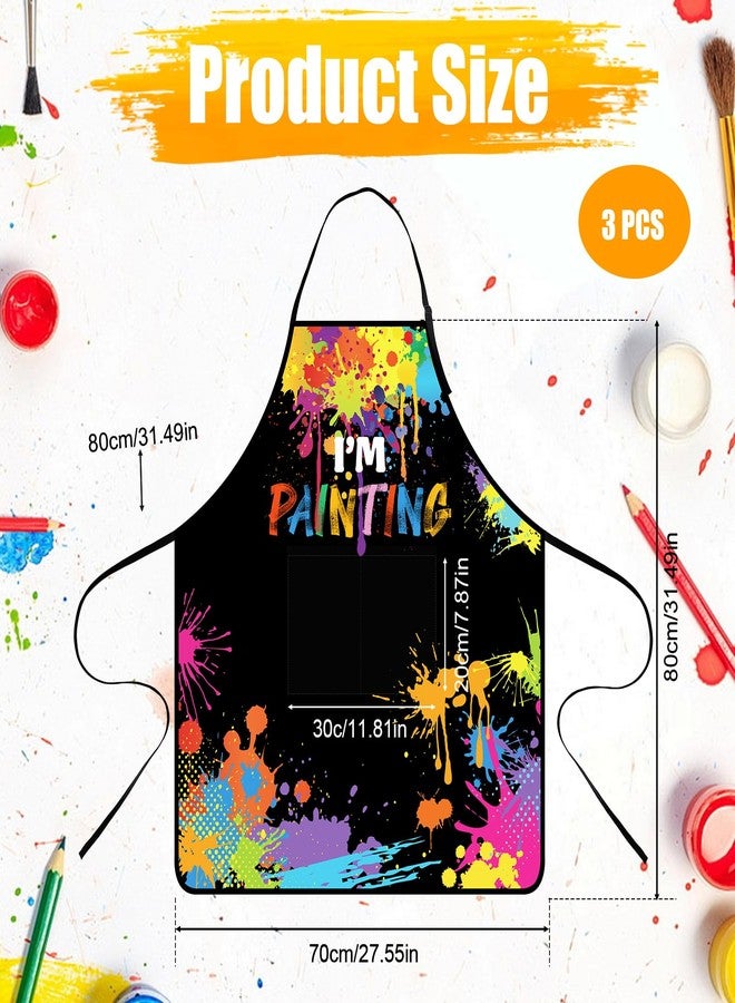 XLSXEXCL مريلة رسم فنية من XLSXEXCL مكونة من 3 قطع مع جيبين، مريلة ملونة للفنانين، مريلة رسم قابلة للتعديل للبالغين، هدية لمحبي الفن للمعلمين والطلاب والفنانين والرسامين (أسود) - Image 2