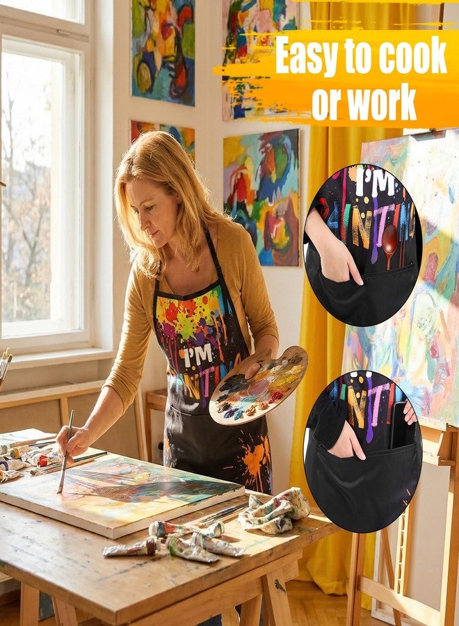 XLSXEXCL مريلة رسم فنية من XLSXEXCL مكونة من 3 قطع مع جيبين، مريلة ملونة للفنانين، مريلة رسم قابلة للتعديل للبالغين، هدية لمحبي الفن للمعلمين والطلاب والفنانين والرسامين (أسود) - Image 4