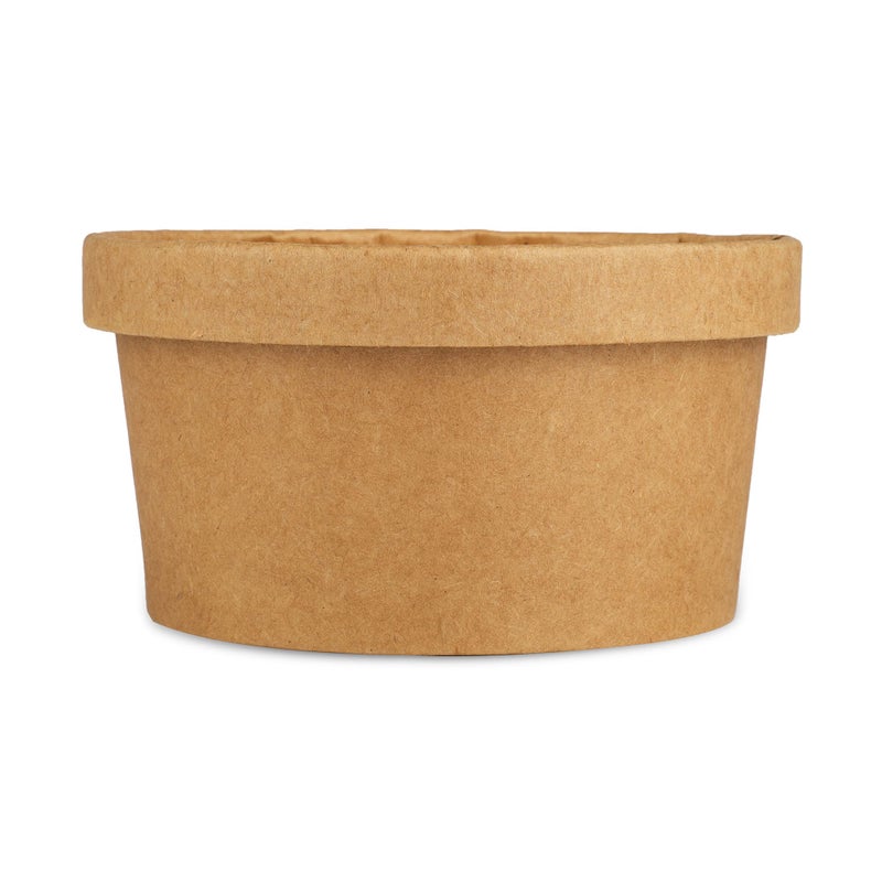 e kysa basics ekysa basics Disposable Craft Paper Food Container with Lid – 350 ml, Thick-Walled, Leak-Resistant, Eco-Friendly Bowl/Tub, Brown, Pack of 15 - Image 2