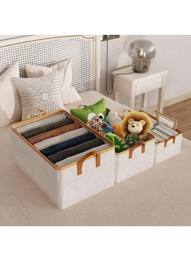 Anmi 3-Pack Foldable Storage Bins, 35L Fabric Cubes with Metal Frame | Wardrobe Closet Organizer for Clothes, Toys, Shelves | Home Organization - Image 2