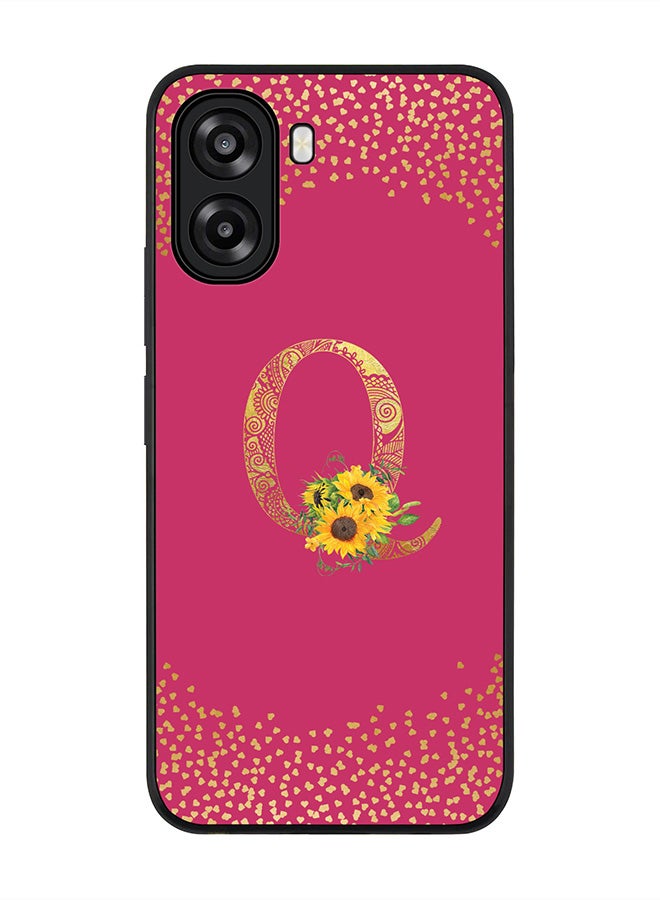 Stylizedd For Oppo A6x 5G / A6x 4G Case,Slim fit Camera Protection, Shockproof Thin Phone cover  - Custom Floral Monogram - Q ( Deep Pink ) - Image 1