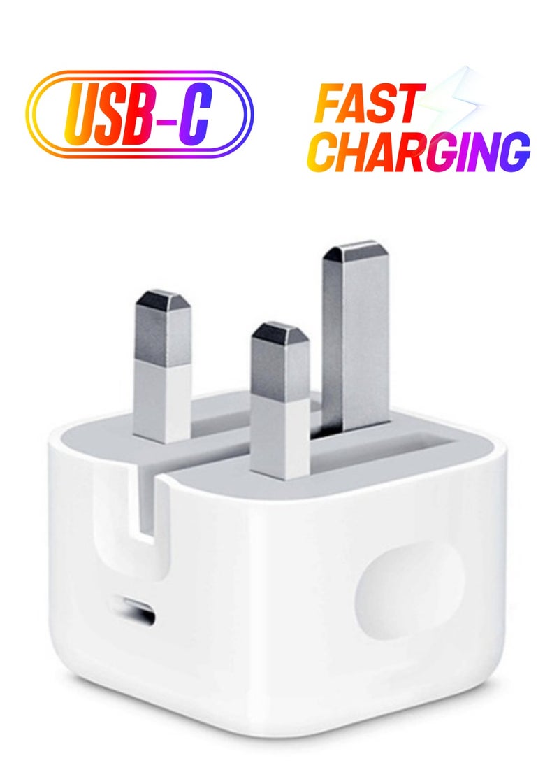 Power Adapter Wall Charger With Type-C Port UK Plug For All Smart Phones - Image 1