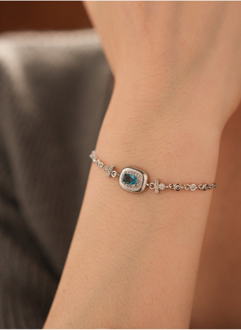 LOOPITYS Ladies' and girls' blue zircon bracelets are fashionable, simple, versatile, luxurious and exquisite, suitable for women's casual bracelets,  - Image 2