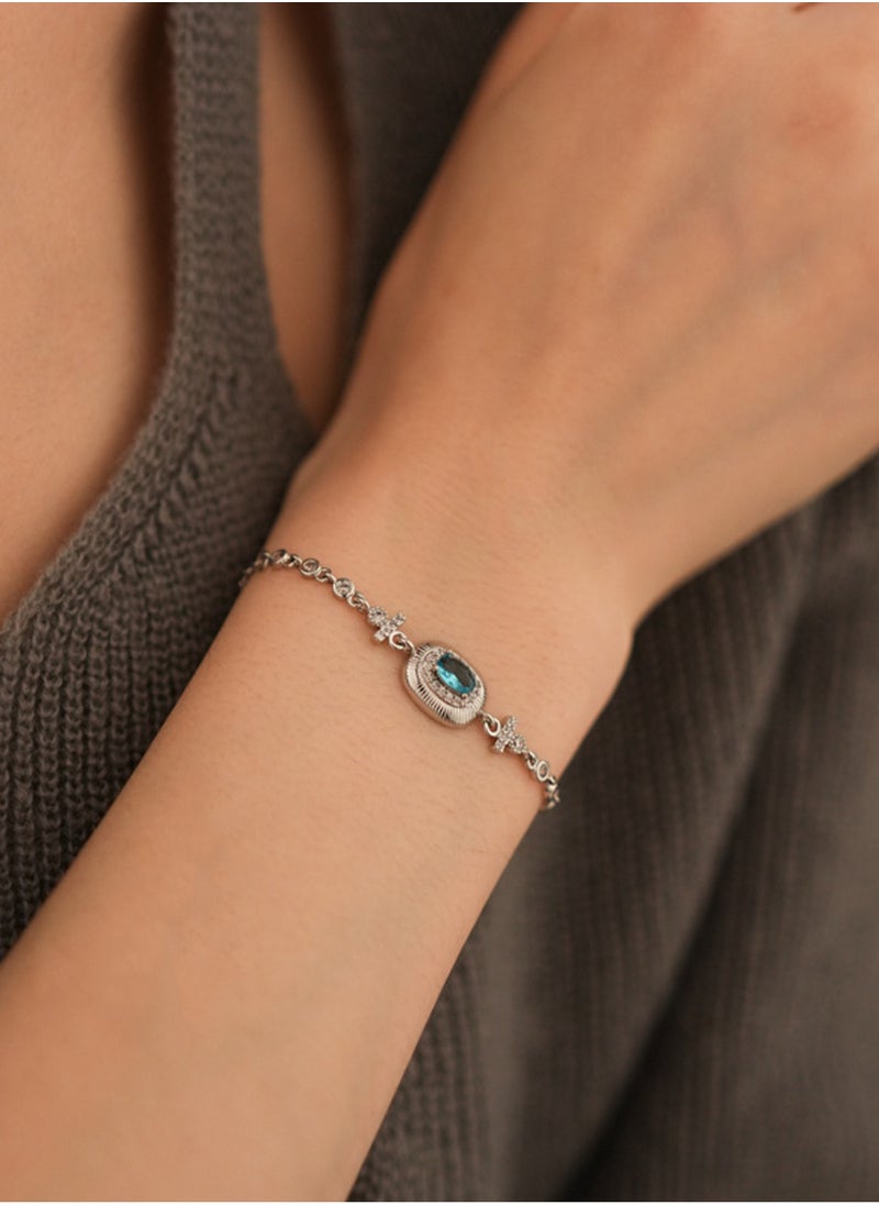 LOOPITYS Ladies' and girls' blue zircon bracelets are fashionable, simple, versatile, luxurious and exquisite, suitable for women's casual bracelets,  - Image 5