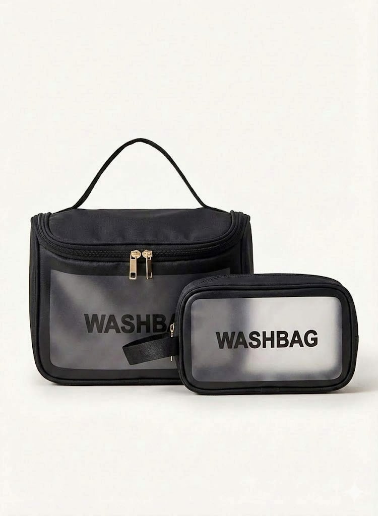 TRENZ Pink Makeup Bag Set, 2 PCS (Z14) – Travel Cosmetic Organizer & Wash Bag Pouches - Image 1