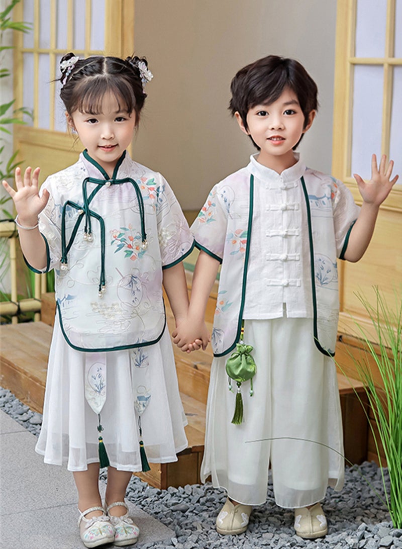 Boys' Hanfu Chinese Style Set white Shirt and Pants Two-piece Suits Spring And Autumn New Children's Tang Dynasty Fashion Clothes - Image 4