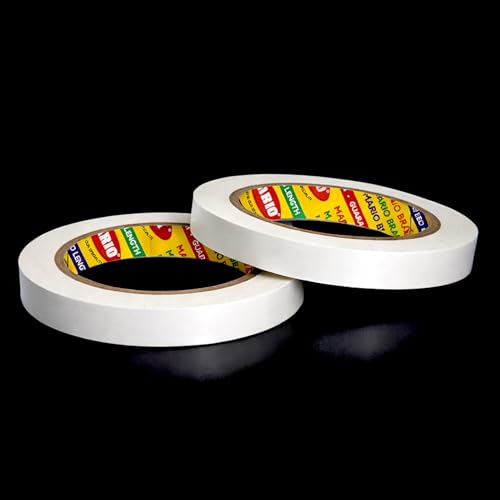 Mario Double Sided Premium Grade Tissue Tape 12mm x 50m – Pack of 2 | Multipurpose Picture Hanging Tape for Photo Frames, Art & Craft, DIY Fixing | Strong Adhesive Ultra Thin Tape - Image 1