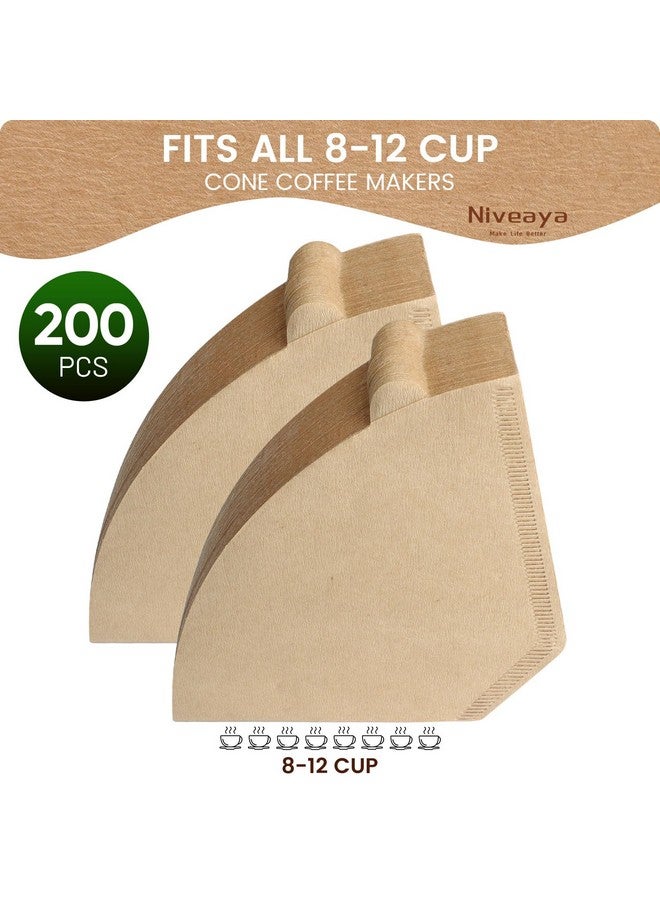 Niveaya Niveaya Coffee Filters 8-12 cup - 200 Count, Size 04 Unbleached Natural Brown, Disposable for Pour Over and Drip Coffee Maker  - Image 2