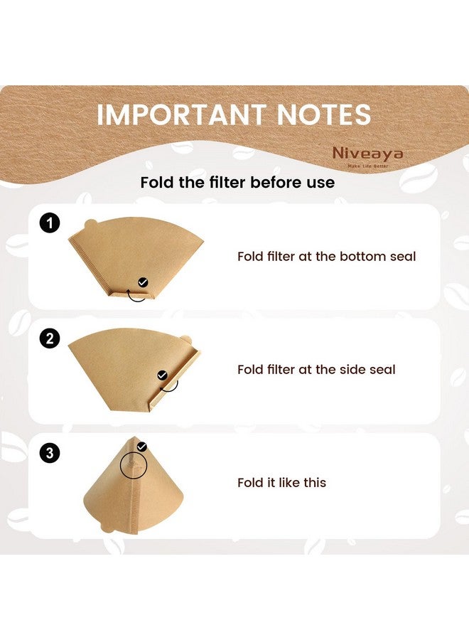 Niveaya Niveaya Coffee Filters 8-12 cup - 200 Count, Size 04 Unbleached Natural Brown, Disposable for Pour Over and Drip Coffee Maker  - Image 5
