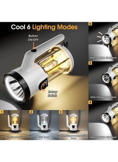 XiuWoo Flashlights Rechargeable LED Camping Lantern 1200LM 6 Modes Flash Light 4000 Capacity Portable Waterproof Battery Lanterns for Emergency Survival Kits Hiking Fishing Home  - Image 3