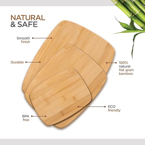Bambüsi 3-Piece Reversible Bamboo Cutting Board Set for Kitchen - Wooden Chopping Boards and Charcuterie Serving Boards for Cheese Meat Bread Fruit and Meal Prep, Knife Friendly Food Grade Bamboo by Bambüsi - Image 3