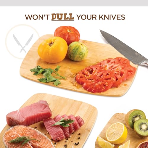 Bambüsi 3-Piece Reversible Bamboo Cutting Board Set for Kitchen - Wooden Chopping Boards and Charcuterie Serving Boards for Cheese Meat Bread Fruit and Meal Prep, Knife Friendly Food Grade Bamboo by Bambüsi - Image 5