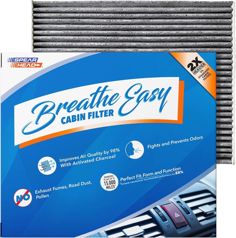 SPEARHEAD Premium Breathe Easy Cabin Filter, Up to 25% Longer Life w/Activated Carbon (BE-775) - Image 1