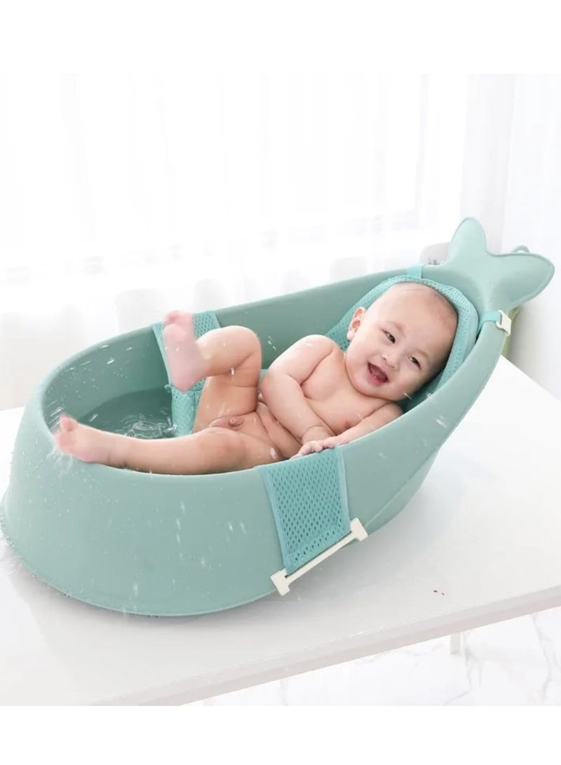 Plastic Portable Baby Shower Bathtub with Soft Mat Travel Baby Bathtub - Image 1