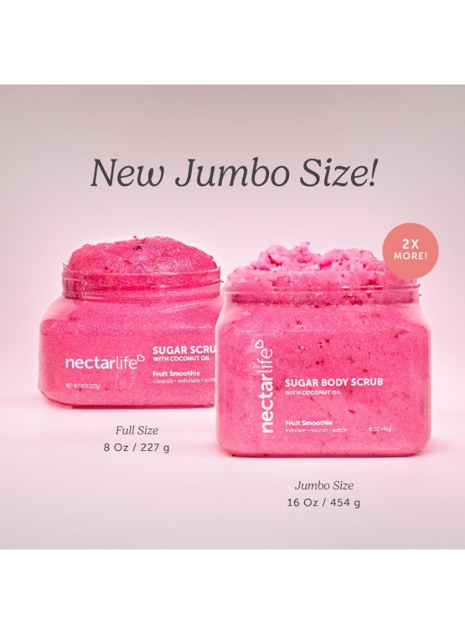 Nectar Life سكراب السكر المقشر من Nectar Life، مقشر جسم مرطب بزيت جوز الهند وزبدة الشيا، مقشر ما قبل الحلاقة (16 أونصة، برائحة سموذي الفواكه). - Image 5