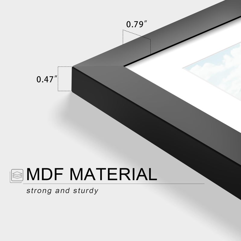 Picrit 11x14 Picture Frame Set of 12, Display 8x10 with Mat or 11x14 without Mat, Photo Frames for Wall Mounting or Table Top Display, Black - Image 3