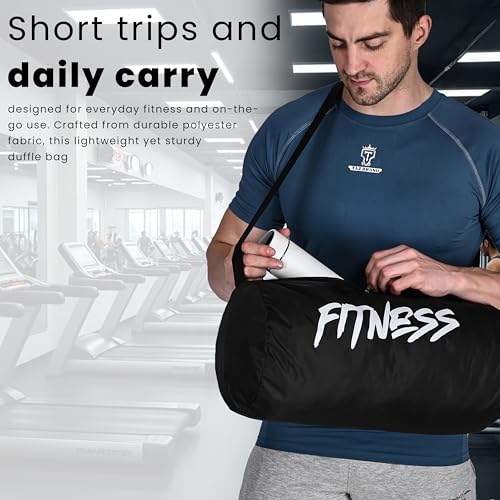 Myfav MY FAV Basic Duffle Polyester Bag for Men & Women | Gym Bag | Unisex Gym Bag | Adjustable Shoulder Strap | Side Mesh Pocket | Gym Duffle Bag | Capacity – 21 litres (Black) - Image 2