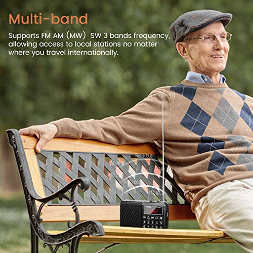 PRUNUS 429 Small Radio, Pocket Radio, AM FM Radios USB Charging, Large Button, Neodymium Speaker, Auto Save, USB Flash Drive, SD Card AUX Input MP3, Shortwave Radios for Elderly and Senior(Black) - Image 5
