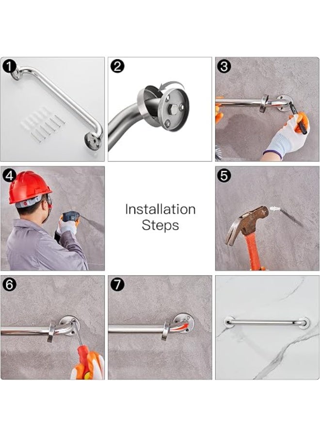 Shower Grab Bar 16-Inches Bathtub Grab Bar, Stainless Steel Safety Grab Bar, Home Care Bathroom Safety Grab Bar Hand Support Rail Balance Handrail, Mirror Polished - Image 3