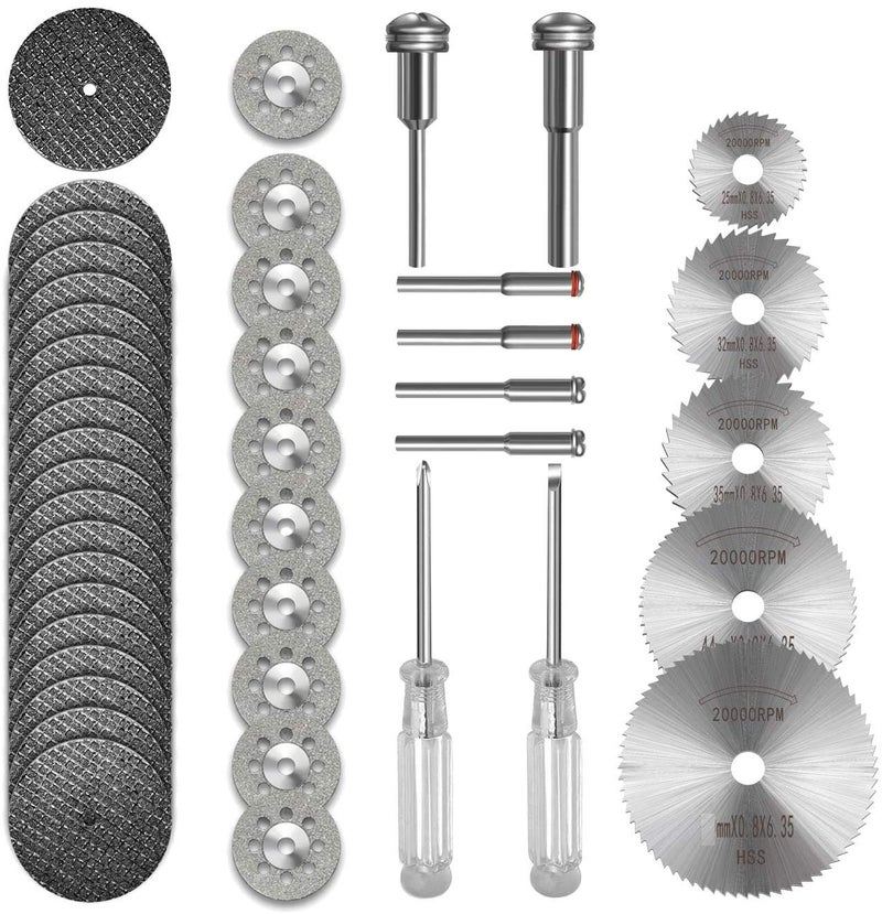 DIY Crafts DIY Crafts Pack of 30 Pcs Kit MultiCombo Kit Cutting Wheel Set Rotary Tool HSS Circular Saw Blades Resin Cutting Discs Diamond Cutting Wheels ScrewdrivePack of 30 Pcs Kit MultiCombo Kit  - Image 1