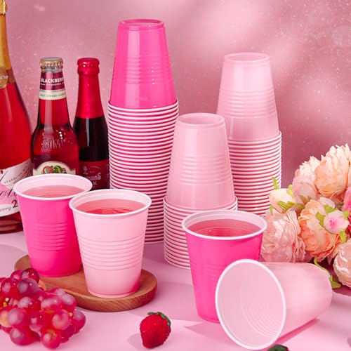 KesaPlan 100 PCS 12 OZ Plastic Cups, Party Cups Light Pink and Hot Pink Cups Disposable Drinking Cup Bulk For Bachelor Party Christmas Graduation Wedding Birthday Halloween Picnic Festive Celebrations - Image 3