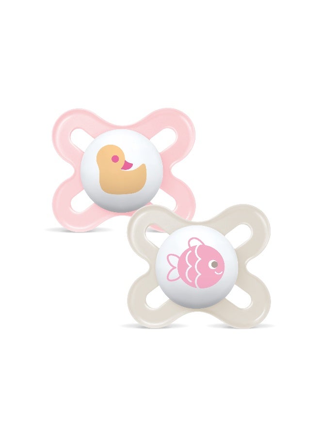 Mam Baby Original Start Silicone Pacifier - 0-2 M | Sealife Pink & Beige - Pack of 2 - Image 1