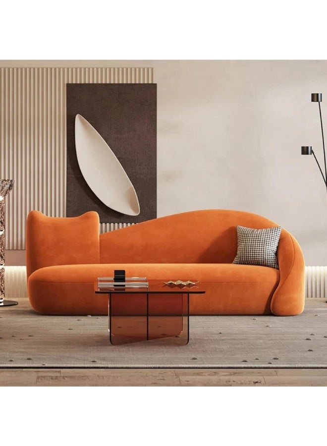 Zayn comforts Creative Curved Fabric Sofa Set â€“ with Unique Cat-Inspired Design, Ideal for Living Rooms & Office Lounges (Orange, Without Chair (Right Head)) - Image 1