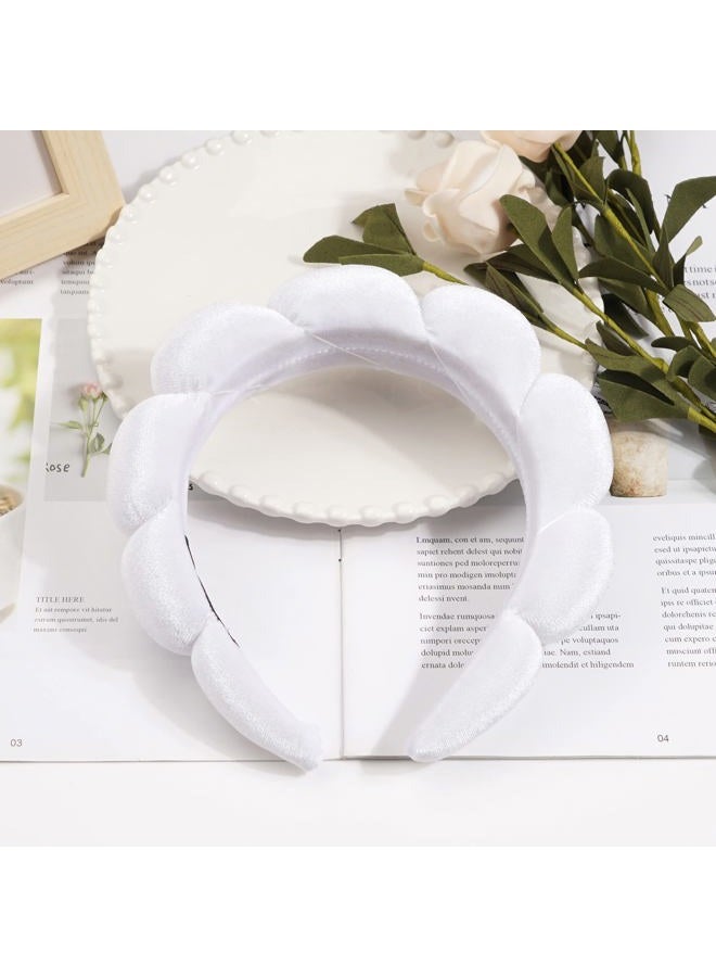 Ayesha Spa Headband for Washing Face Sponge Makeup Headbands Skincare Headband Soft Hair band to Facial Clean Headbands for Women Face wash Skin care Make up Shower (White) - Image 2