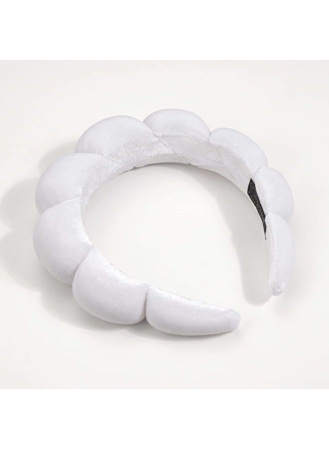 Ayesha Spa Headband for Washing Face Sponge Makeup Headbands Skincare Headband Soft Hair band to Facial Clean Headbands for Women Face wash Skin care Make up Shower (White) - Image 3