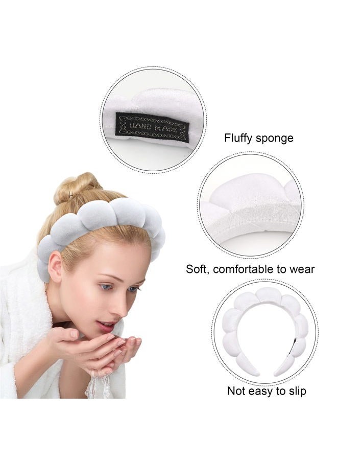 Ayesha Spa Headband for Washing Face Sponge Makeup Headbands Skincare Headband Soft Hair band to Facial Clean Headbands for Women Face wash Skin care Make up Shower (White) - Image 4