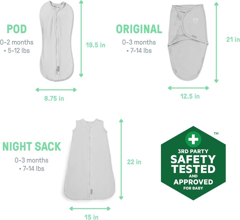 سوادل مي من Ingenuity، مجموعة لف الرضيع Comfort Pack، مقاس 0-3 أشهر، وزن 5-14 رطلاً، Pod، اللف الأصلي، Night Sack، 3 قطع - أشجار الكوالا - Image 5