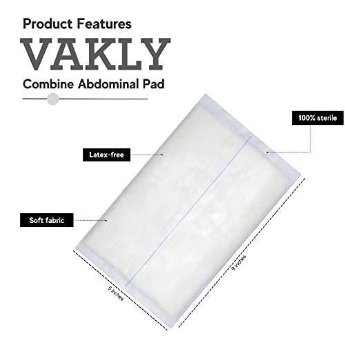 Vakly ABD Combine Abdominal Pads 5x9 Inches [20 Pack] High Absorbency Sterile Individually Wrapped 5''x9'' First Aid Non-Adherent Absorbent Post-Op Gauze - Heavy-Draining, Trauma Wound Dressing - Image 2