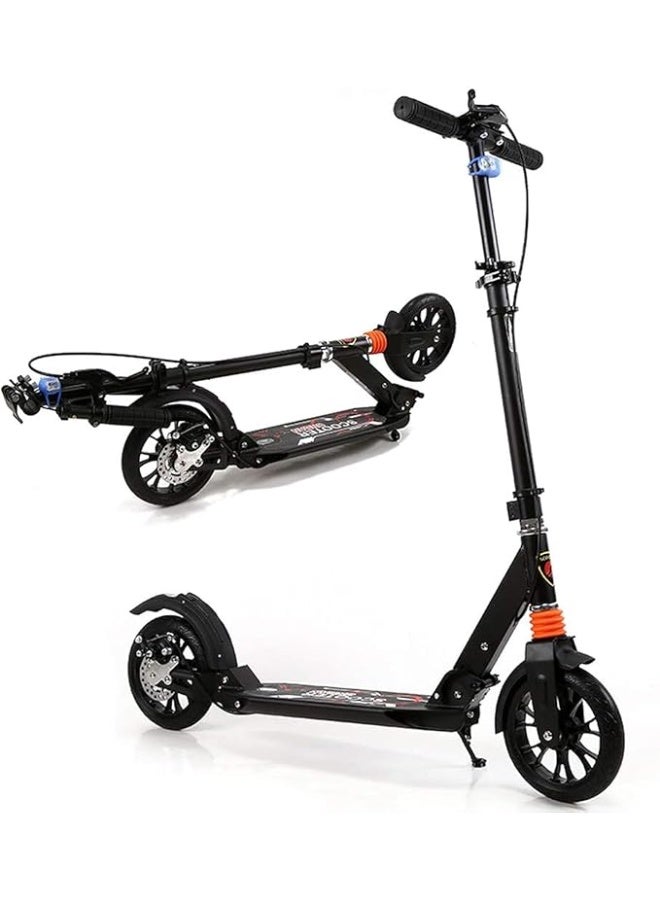Multi-purpose scooter Suitable for Teenagers and Adults Scooters 3-Level Height Adjustable Thick Pedals Foldable PU Shock-Absorbing Wheels Aluminum Alloy rods Maximum Load-Bearing 150KG
