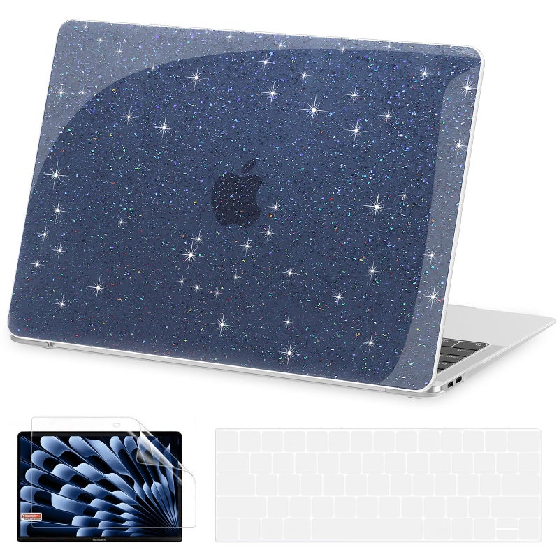 AKIT Compatible with MacBook Pro 13 inch Case M2 A2338 20252016 M1 A2251 A2289 A2159 A1989 A1708 A1706 Glossy Glitter Hard Shell Laptop CaseKeyboard CoverScreen Protector Film Haze Blue