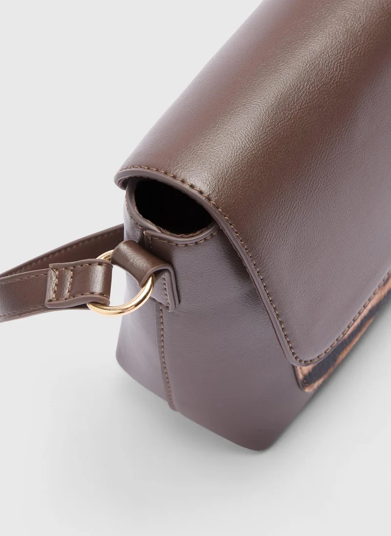 ماتلان حقيبة يد بنقشة النمر البني