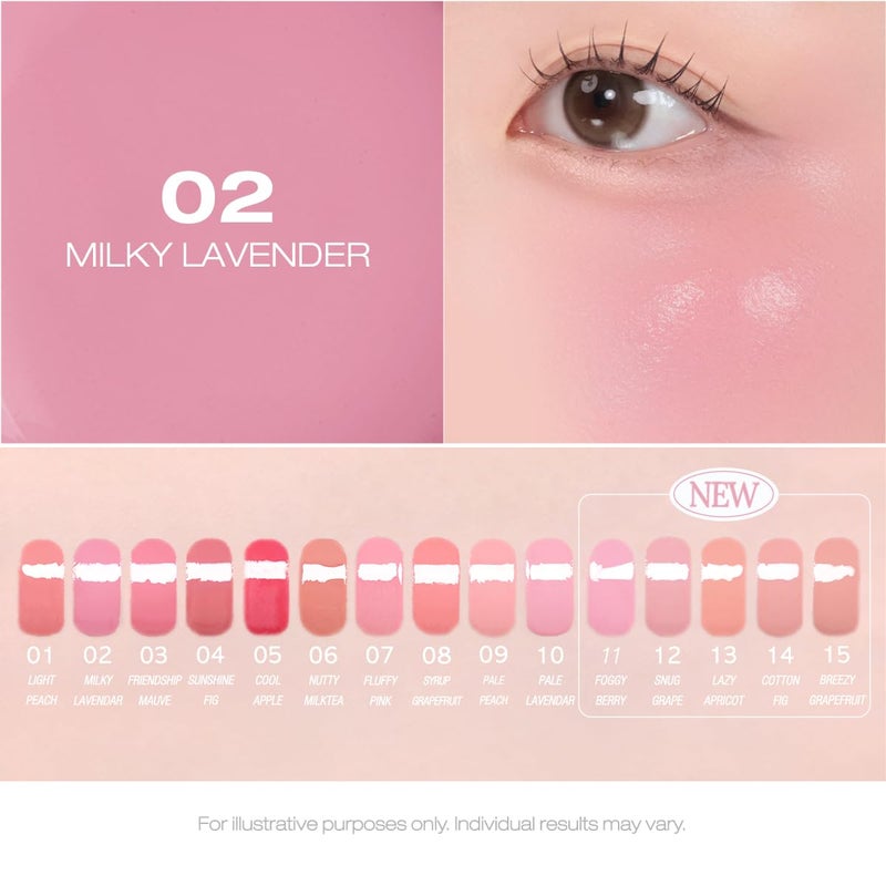 PERIPERA SYRUPY TOK CHEEK 15 Colors, Liquid Blush, Dewy Finish and Hydrates All day, Soft Velvet Texture Face Cheek Tint (02 MILKY LAVENDER) - Image 5