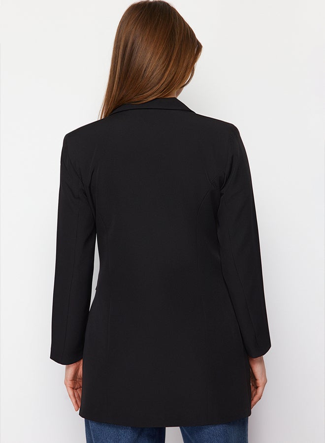 trendyol Black Double Button Pocket Detailed Lined Blazer Woven Jacket TCTAW22CK0007 - Image 5