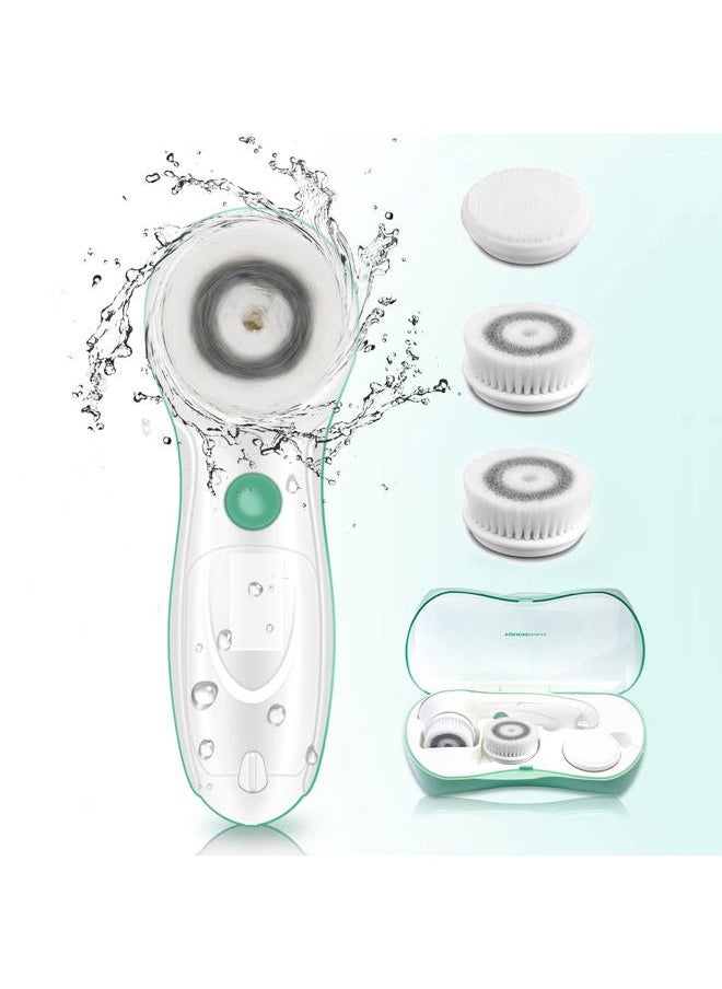 TOUCHBeauty - Facial Cleansing Brush, TOUCHBeauty Face Scrubber Electric with Case, 3 Spin Brushes for Deep Cleansing, Gentle Exfoliating, Dual-Speed, Waterproof AS-0759A（Green） - Image 1