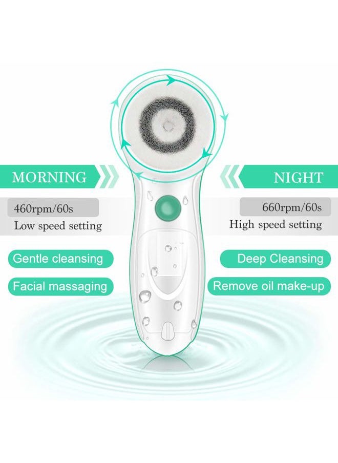 TOUCHBeauty - Facial Cleansing Brush, TOUCHBeauty Face Scrubber Electric with Case, 3 Spin Brushes for Deep Cleansing, Gentle Exfoliating, Dual-Speed, Waterproof AS-0759A（Green） - Image 1